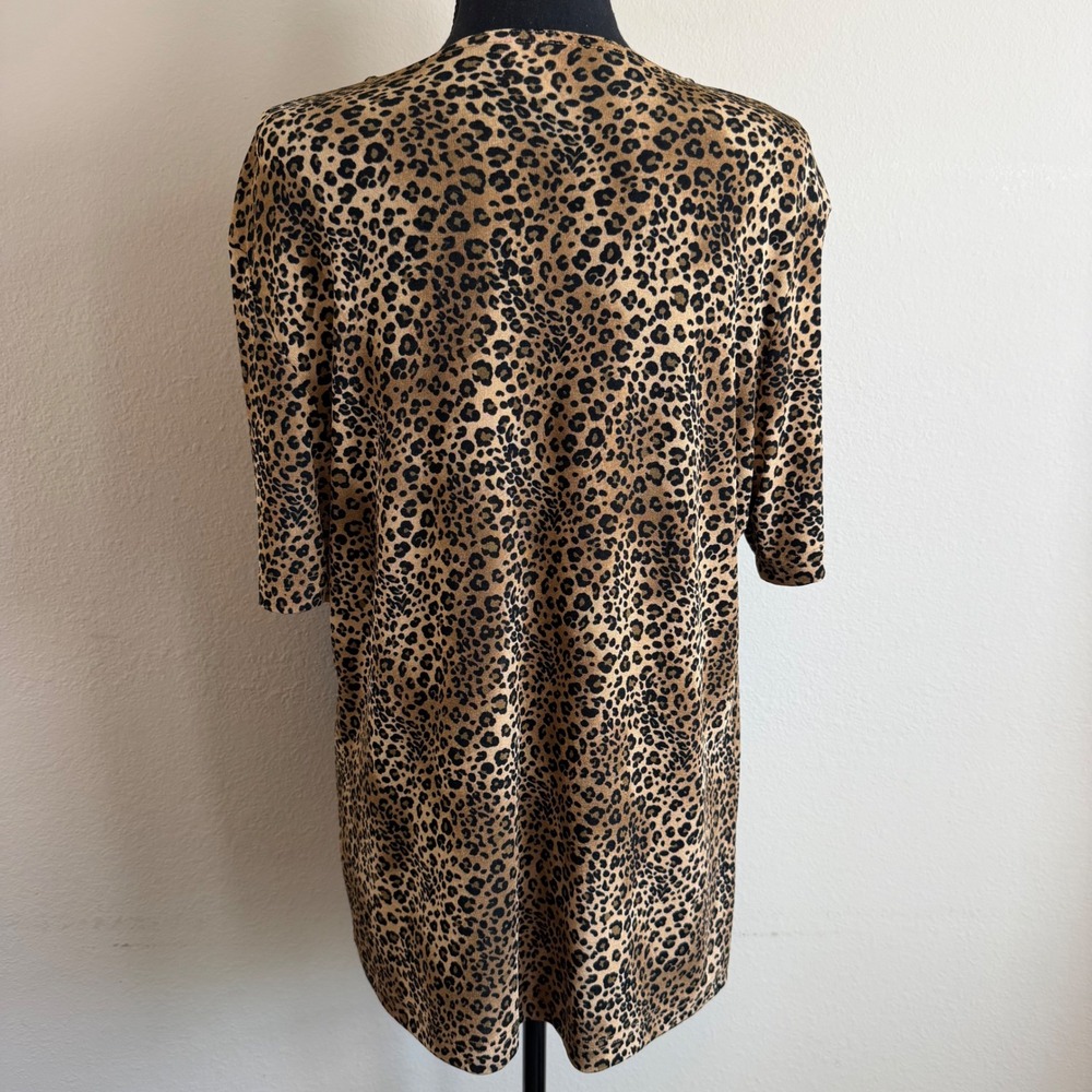 Vintage Leopard Cheetah Print Short Sleeve Cardigan Stretch USA Y2K Retro - Picture 7 of 7